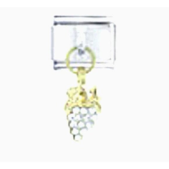 Bracelet Italian Charm Rhinestone White Grape Cluster Dangle Pugster - Picture 2 of 2